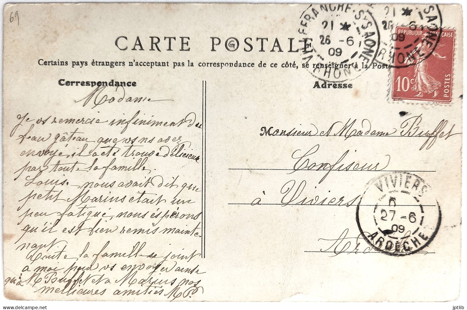 CPA Carte Postale / 69 Rhône, Villefranche-sur-Saône / B. F. (Berthaud Frères) - 7 / La Sous-Préfecture. - Villefranche-sur-Saone