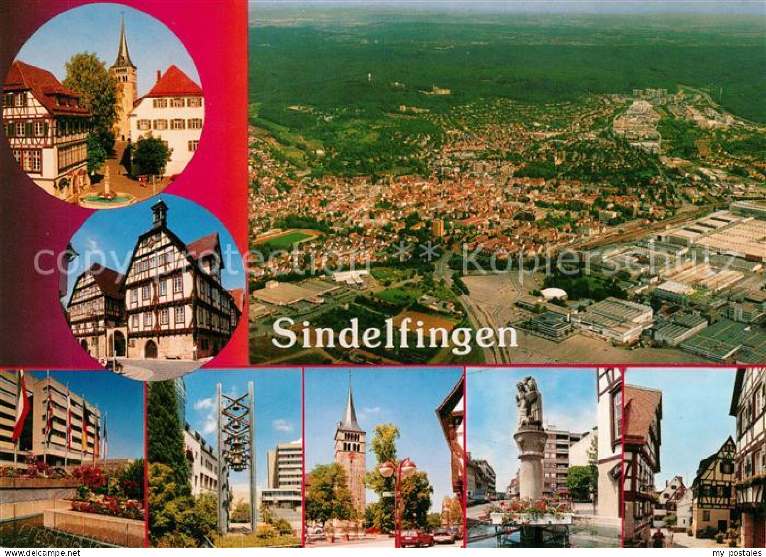 73269445 Sindelfingen Fliegeraufnahme Kirche Rathaus Saeule Glockenturm Fachwerk - Sindelfingen