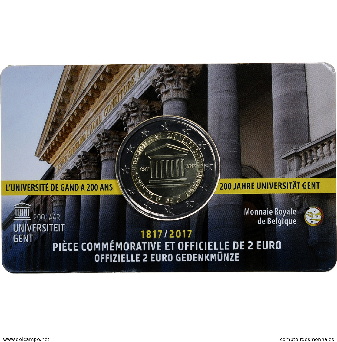 Belgique, 2 Euro, 200 Ans De L'Université De Gand, Coin Card, 2017, Bruxelles - Belgique