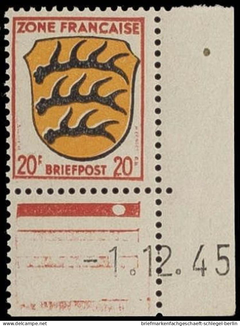 Französische Zone Allgemeine Ausgabe, 1945, 8 Bx Br U, Postfrisch - Altri & Non Classificati