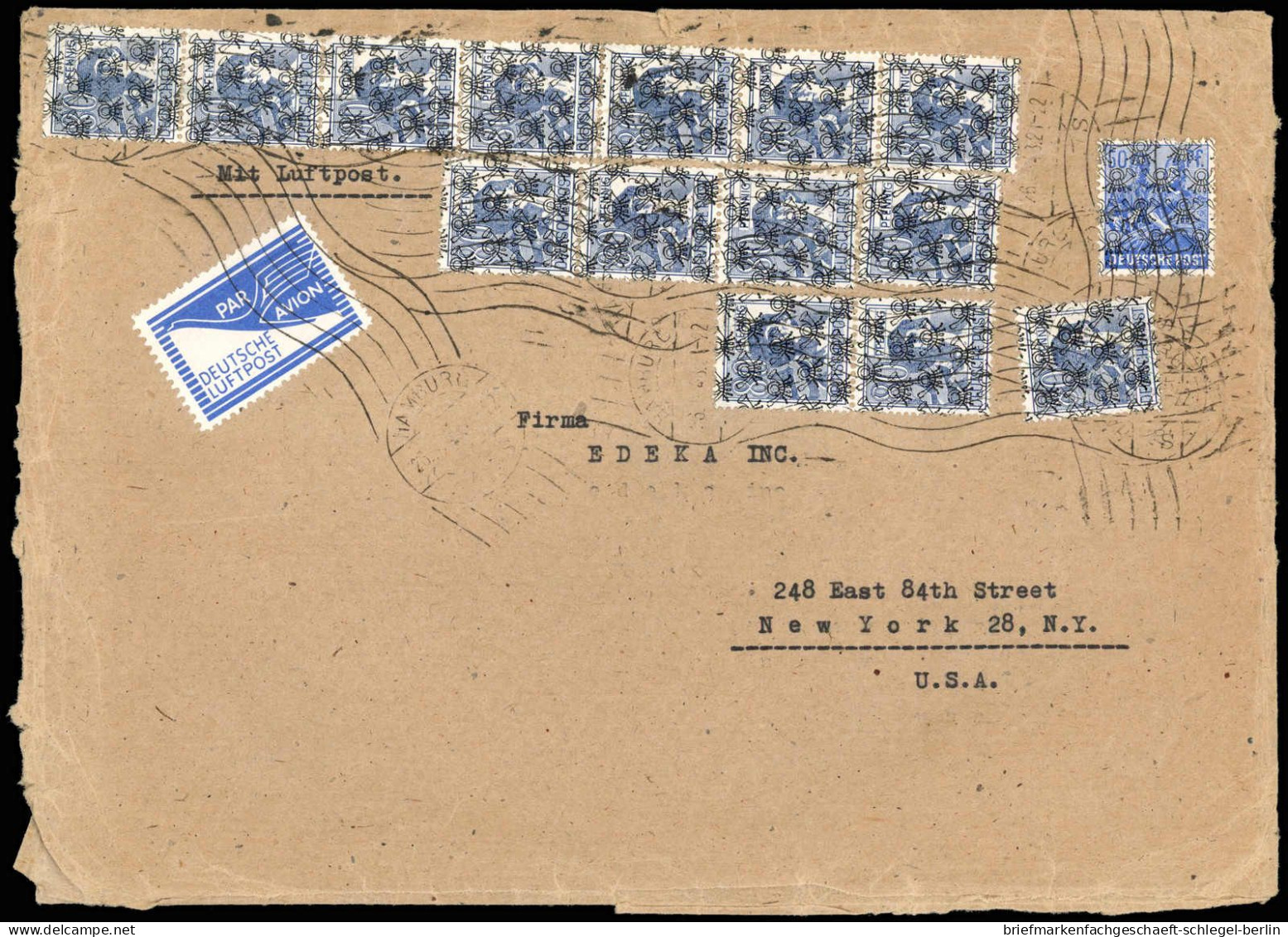 Bizone Flugpost-Zulassungsmarke, 1948, 48 II (2), 50 II (14) + ... - Other & Unclassified