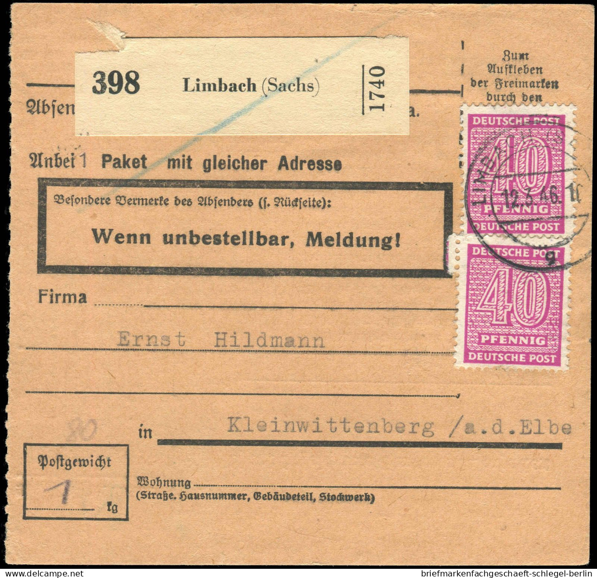 SBZ - Westsachsen, 1945, 136 Yc (2), Brief - Sonstige & Ohne Zuordnung