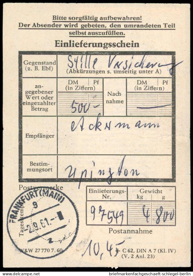 Bundesrepublik Deutschland, 1961, 306 (7) + 303, Brief - Sonstige & Ohne Zuordnung