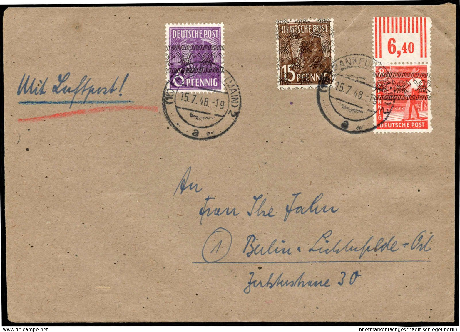 Amerik.+Brit. Zone (Bizone), 1948, 37 I + 38 I + 41 II, Brief - Cartas & Documentos