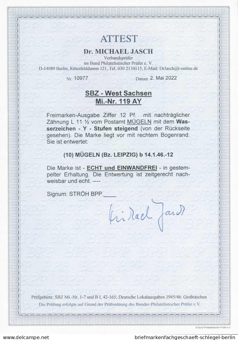 SBZ - Westsachsen, 1945, 119 AY, Briefstück - Andere & Zonder Classificatie