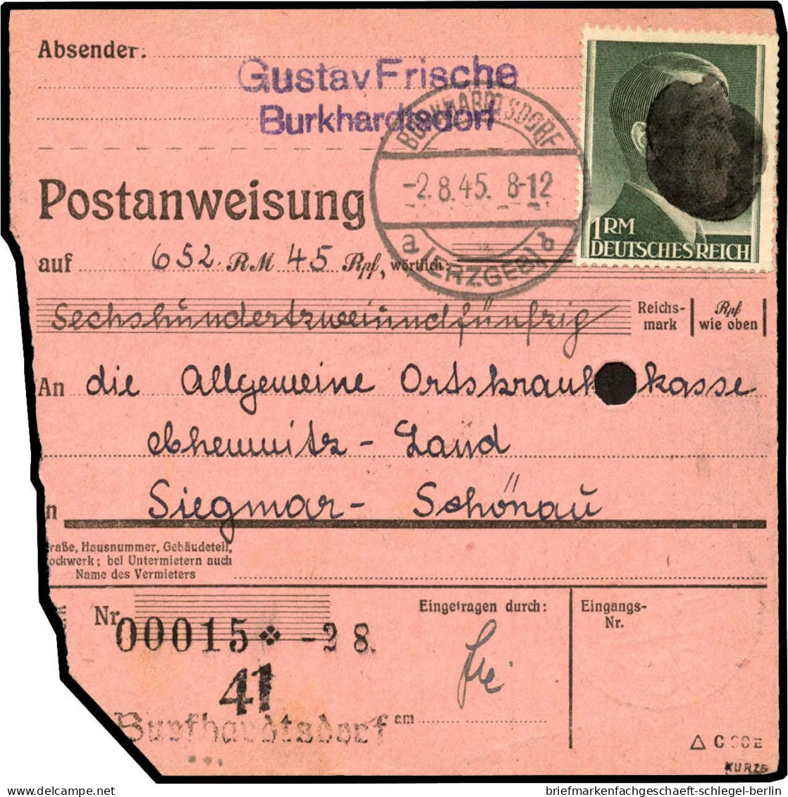 Sächsische Schwärzungen, 1945, AP 799 I EF, Brief - Altri & Non Classificati