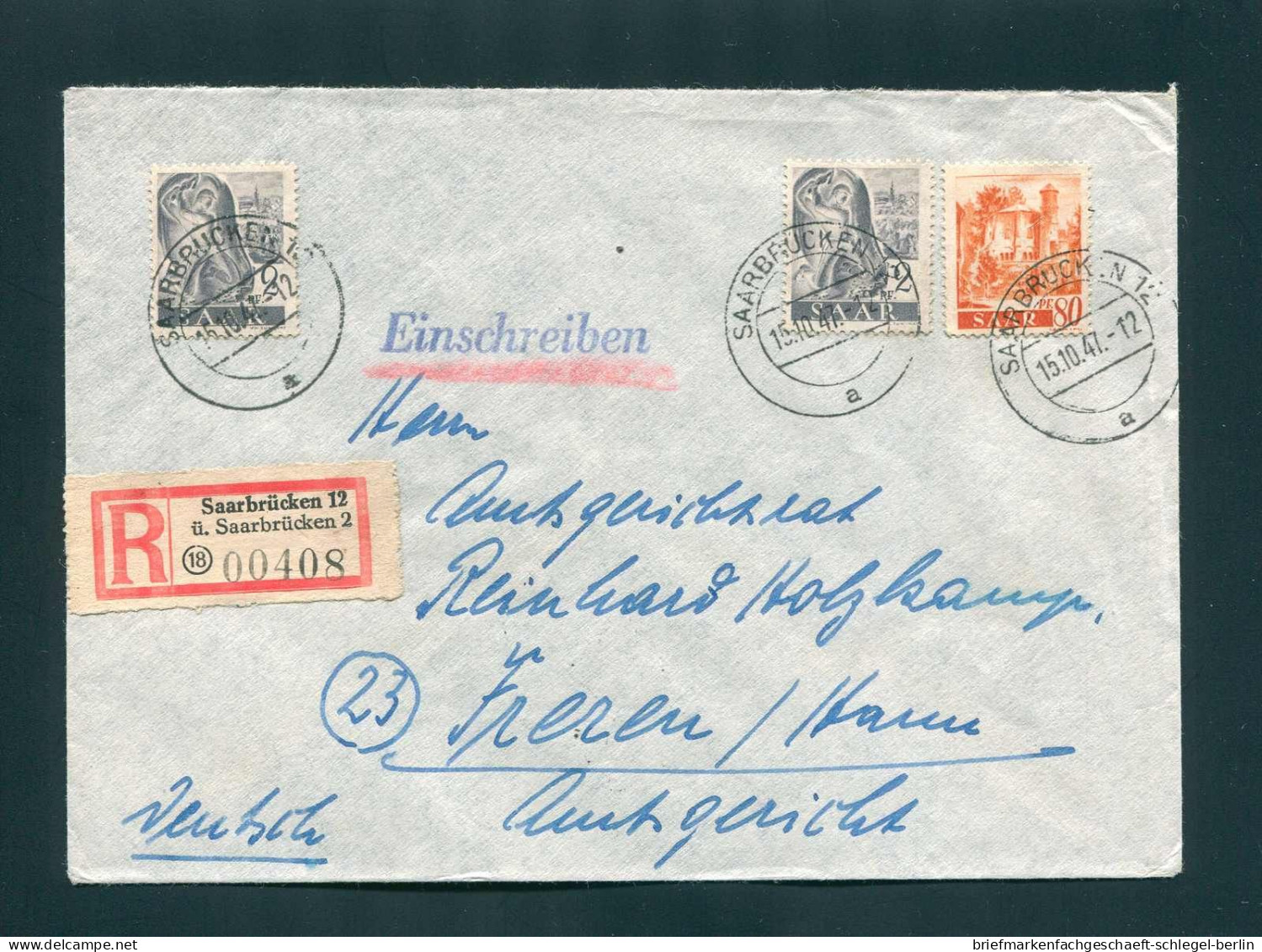 Saar, 1947, 206 (2) + 223, Brief - Sonstige & Ohne Zuordnung