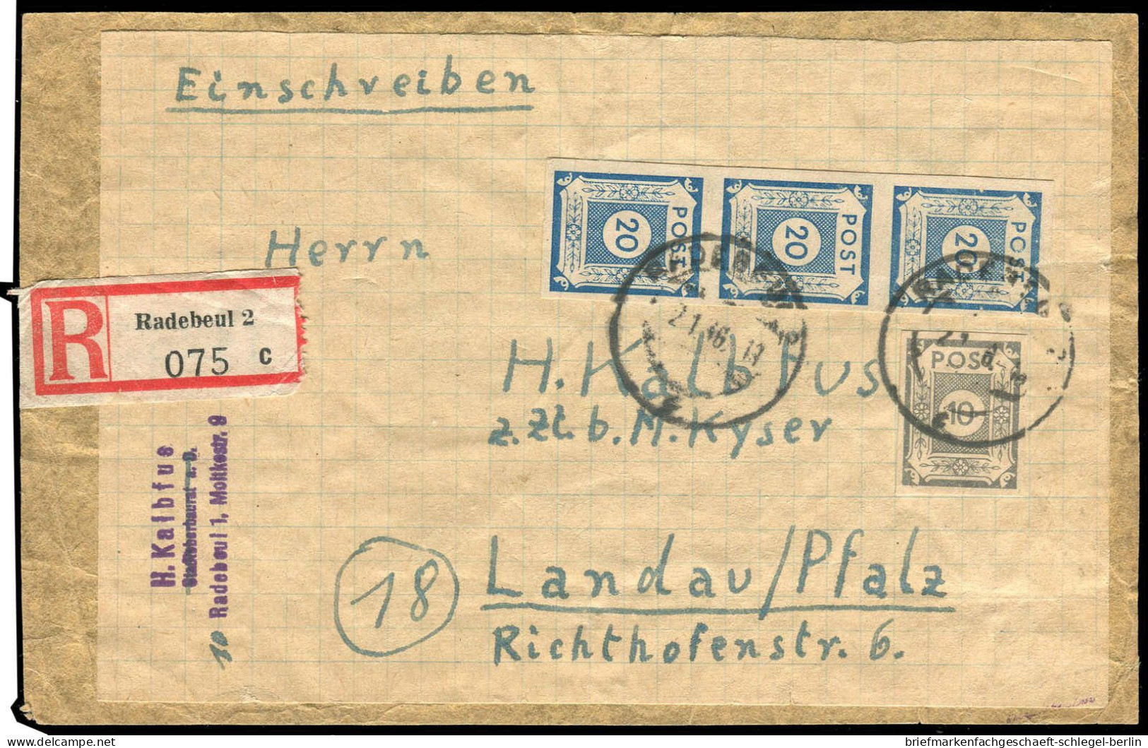 SBZ - Ostsachsen, 1945, 54a (3), 52atx, Brief - Andere & Zonder Classificatie