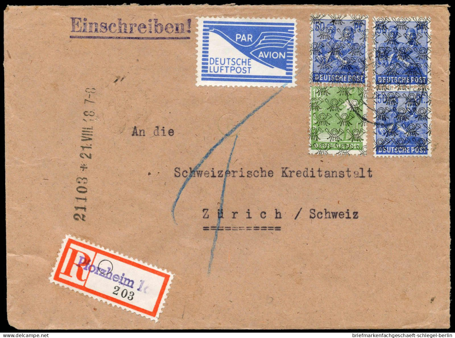 Bizone Flugpost-Zulassungsmarke, 1948, 48 II (3) , 39 II + FZ 1, ... - Andere & Zonder Classificatie