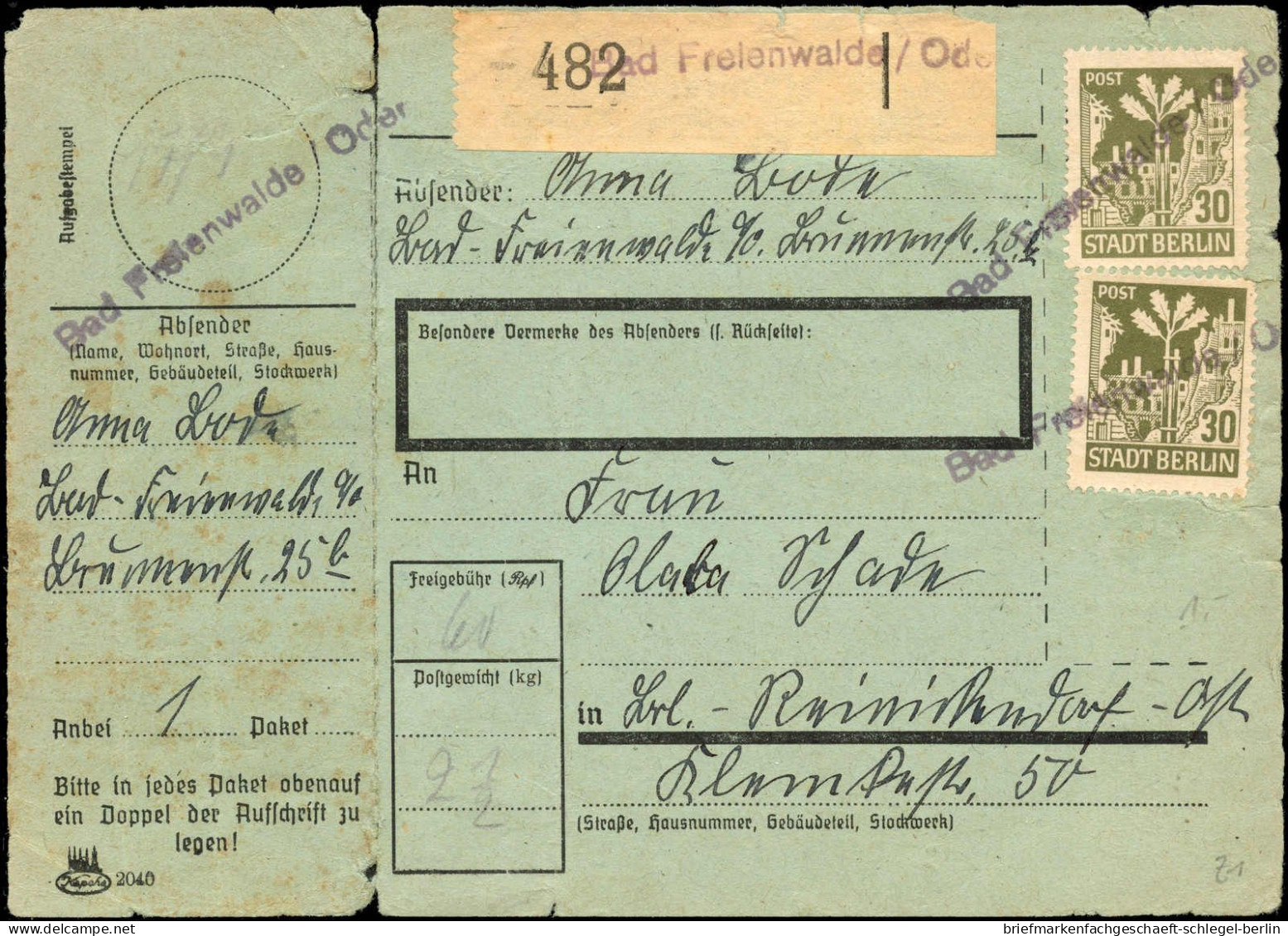 SBZ - Berlin Brandenburg, 1945, 7Aa Wbz (2), Brief - Otros & Sin Clasificación
