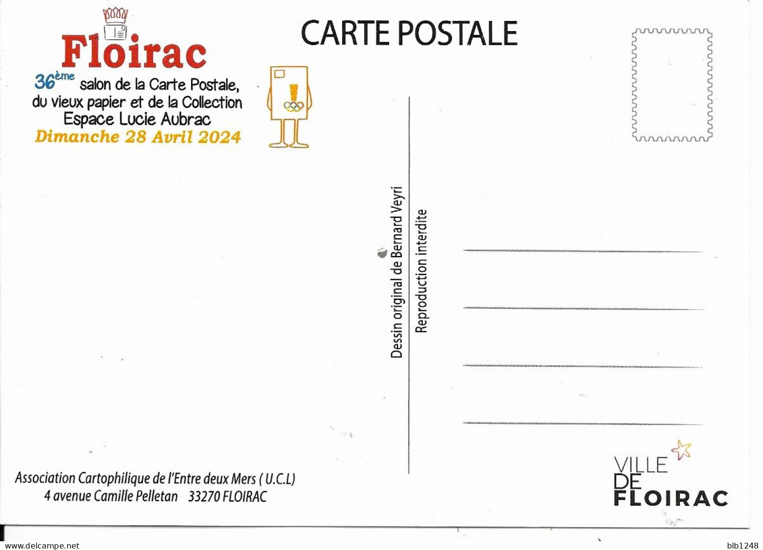 Bourses & Salons De Collections  Floirac 36eme Salon De La Carte Postale 2024 - Sammlerbörsen & Sammlerausstellungen