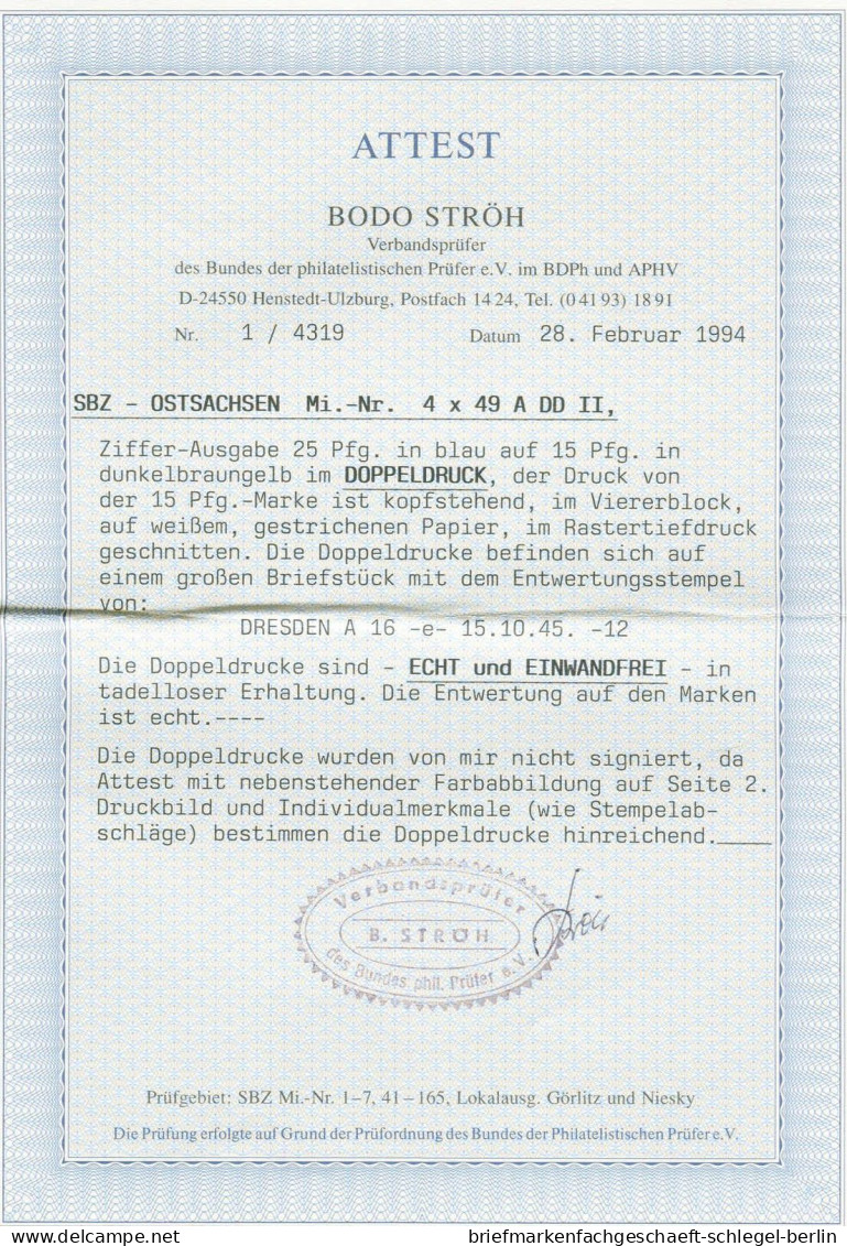 SBZ - Ostsachsen, 1945, 49 A DD II (4), Briefstück - Sonstige & Ohne Zuordnung