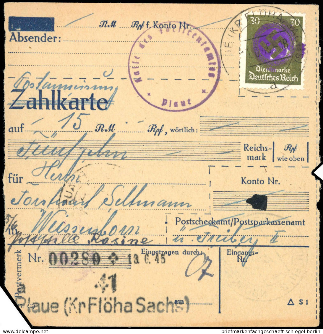 Sächsische Schwärzungen, 1945, AP 141 I EF, Brief - Other & Unclassified