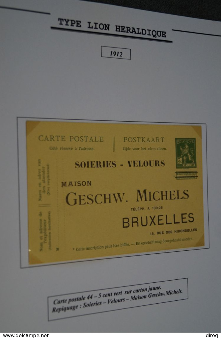 Type Lion Héraldique 1912,publicitaire,N° 44, Geschw Michiels Bruxelles ,état Pour Collection Voir Photos - Cartes Postales 1909-1934