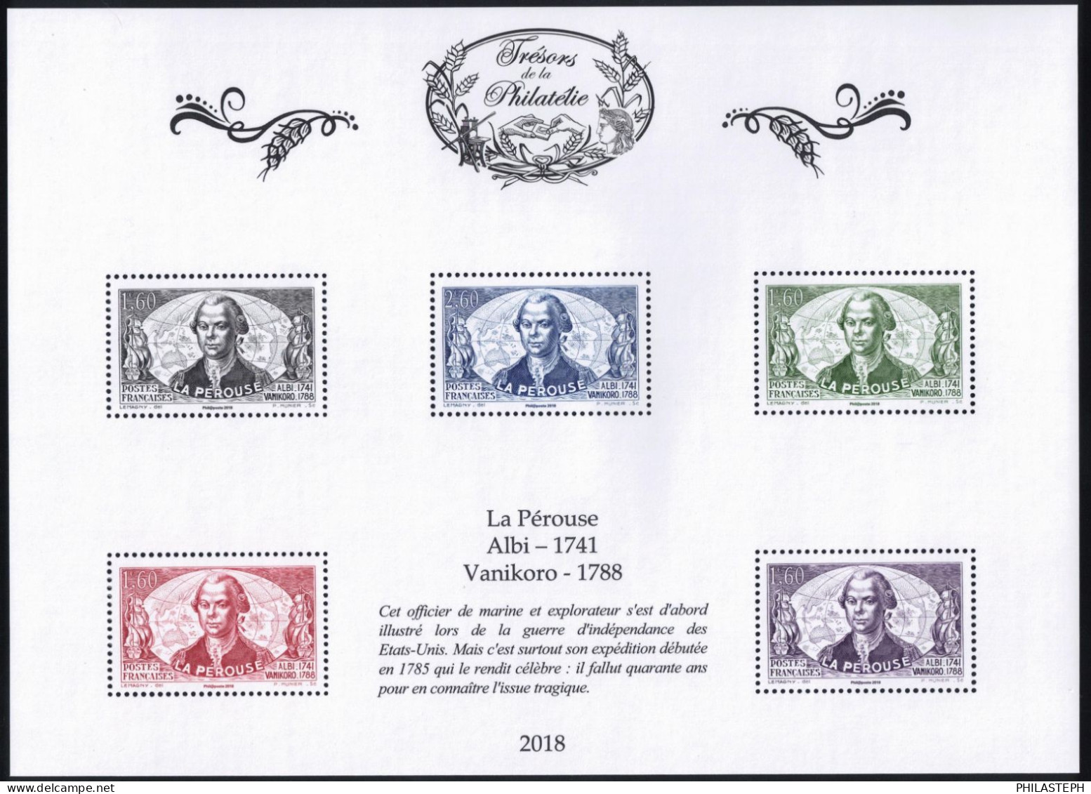 FRANCE YT BS 43 Neuf ** - Trésors De La Philatélie 2018  - Jean François De Galaup, Comte De La Pérouse (1741-1788) - Ongebruikt