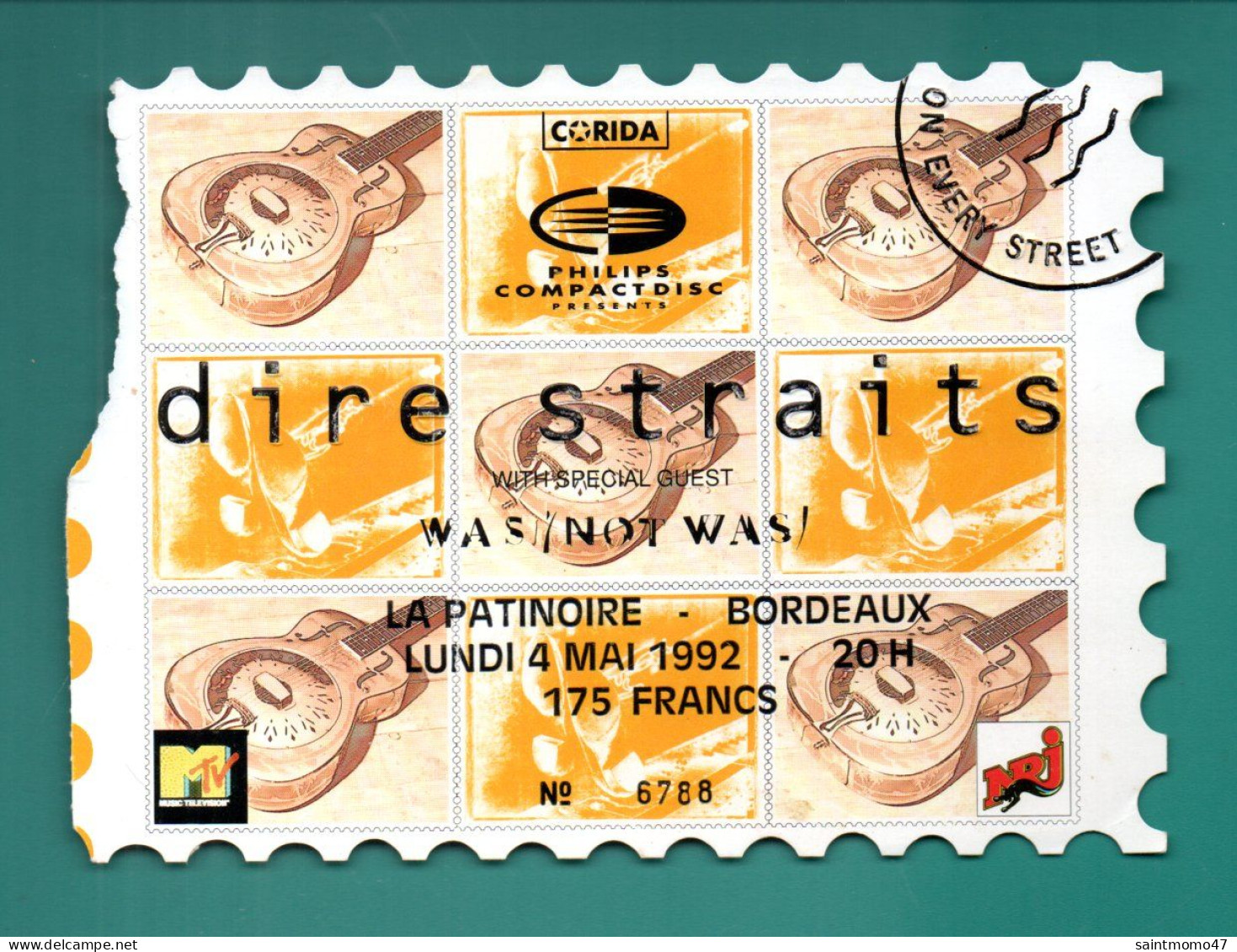 TICKET D'ENTRÉE . " DIRE STRAITS " . LA PATINOIRE . BORDEAUX 04 MAI 1992 - Réf. N°12980 - - Tickets - Vouchers