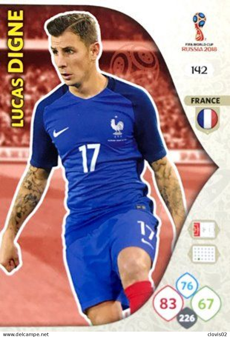 142 Lucas Digne - France - Panini Adrenalyn XL FIFA World Cup Russia 2018  Carte Football - Trading Cards