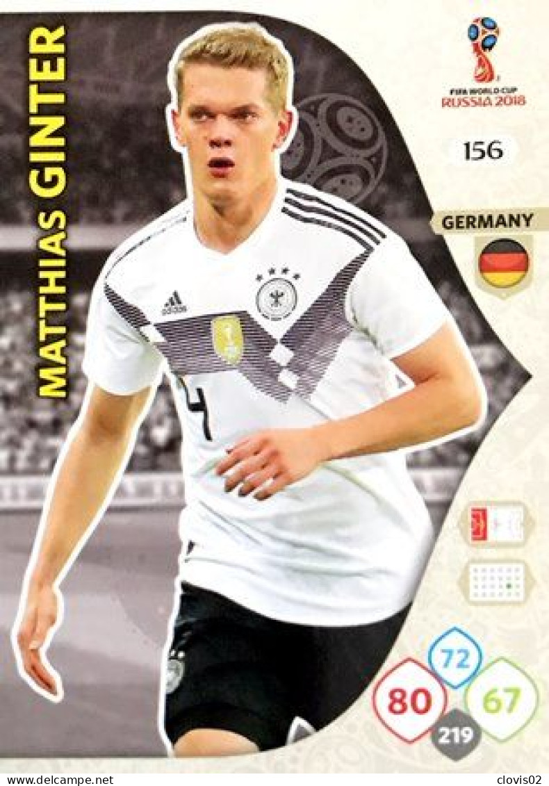 156 Matthias Ginter - Germany - Panini Adrenalyn XL FIFA World Cup Russia 2018  Carte Football - Trading-Karten