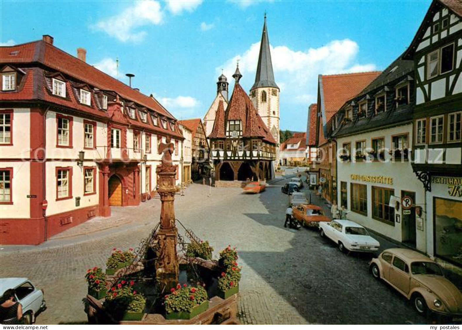 73269103 Michelstadt Marktbrunnen Rathaus Cafe-Gaststaette  Michelstadt - Michelstadt