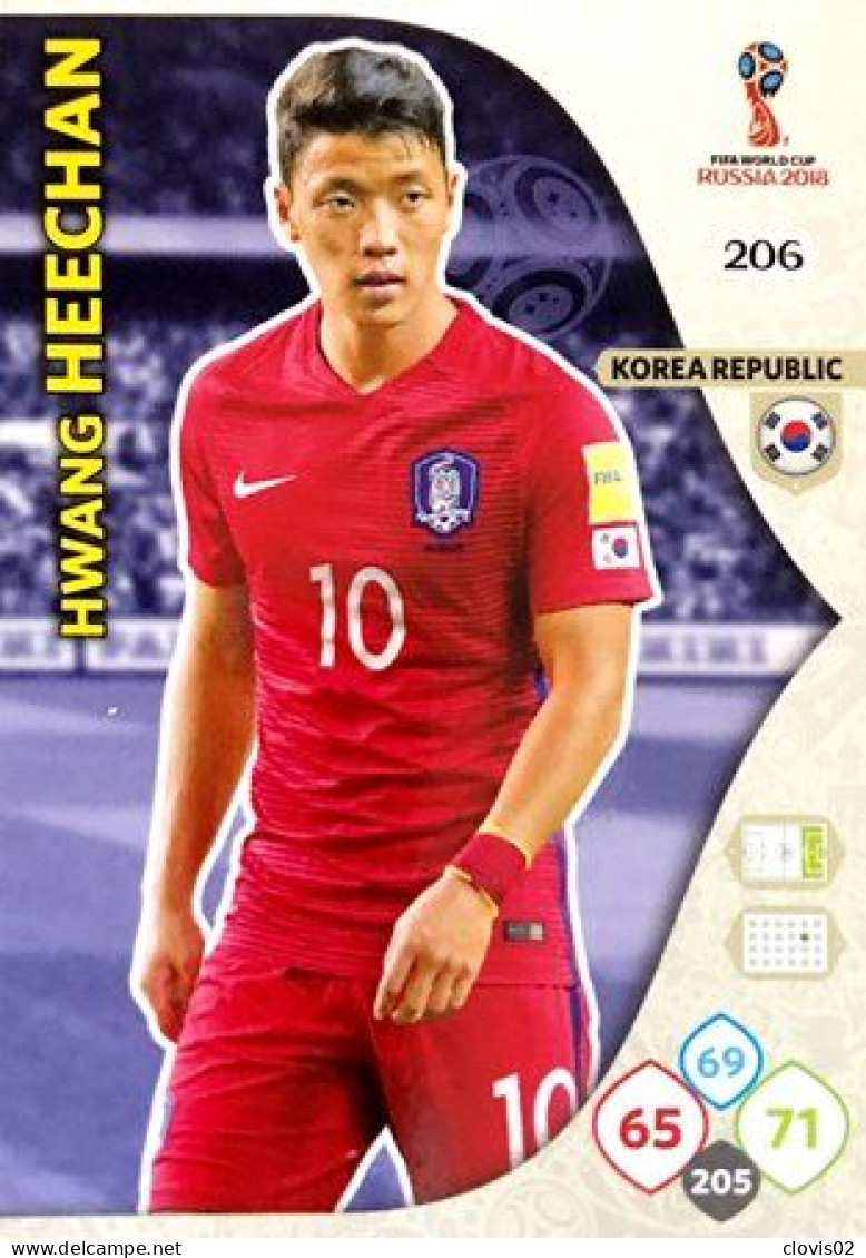 206 Hwang Hee-chan - Korea Republic - Panini Adrenalyn XL FIFA World Cup Russia 2018  Carte Football - Tarjetas