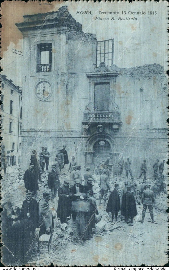 Cs80 Cartolina Sora Terremoto 1915 Piazza S.restituta Provincia Di Frosinone - Frosinone