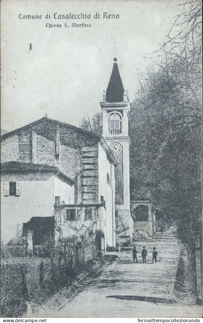 Cs81 Cartolina Comune Di Casalecchio Di Reno Chiesa S.martino Bologna 1919 - Bologna
