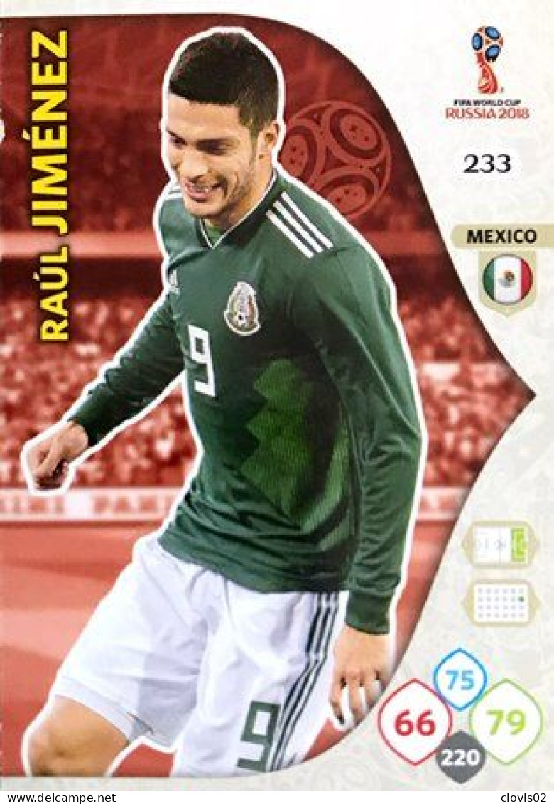 233 Raul Jiménez - Mexico - Panini Adrenalyn XL FIFA World Cup Russia 2018  Carte Football - Trading Cards
