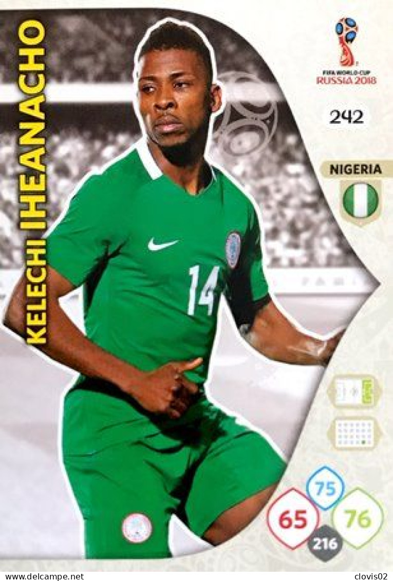 242 Kelechi Iheanacho - Nigeria - Panini Adrenalyn XL FIFA World Cup Russia 2018  Carte Football - Trading-Karten