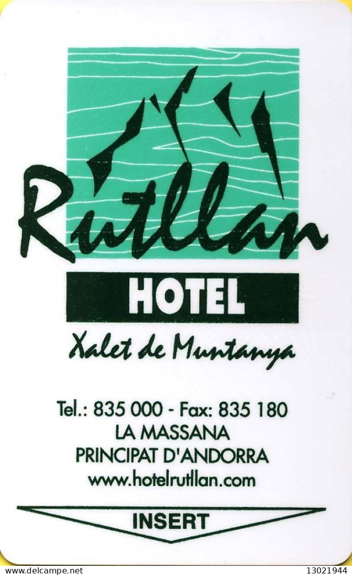 ANDORRA  KEY HOTEL       Rutllan Hotel La Massana - Hotel Keycards