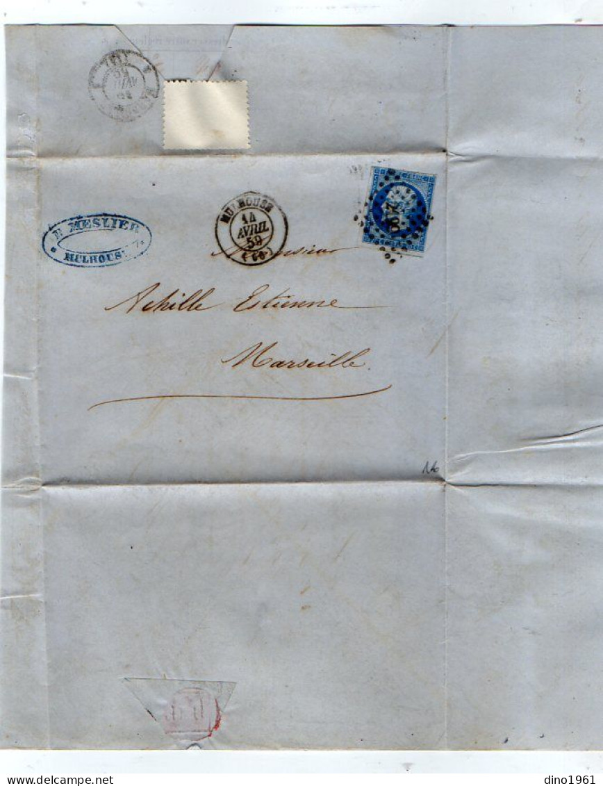 VP23.106 - 1859 - Lettre / Facture - Maison P. MESLIER à MULHOUSE & PARIS Pour MARSEILLE - 1800 – 1899