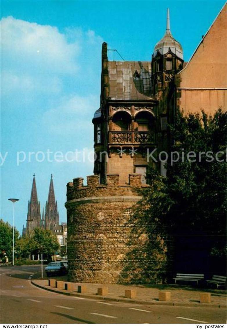 73269044 Koeln Rhein Roemerturm Stadtmauer Blick Zum Dom Koeln Rhein - Köln