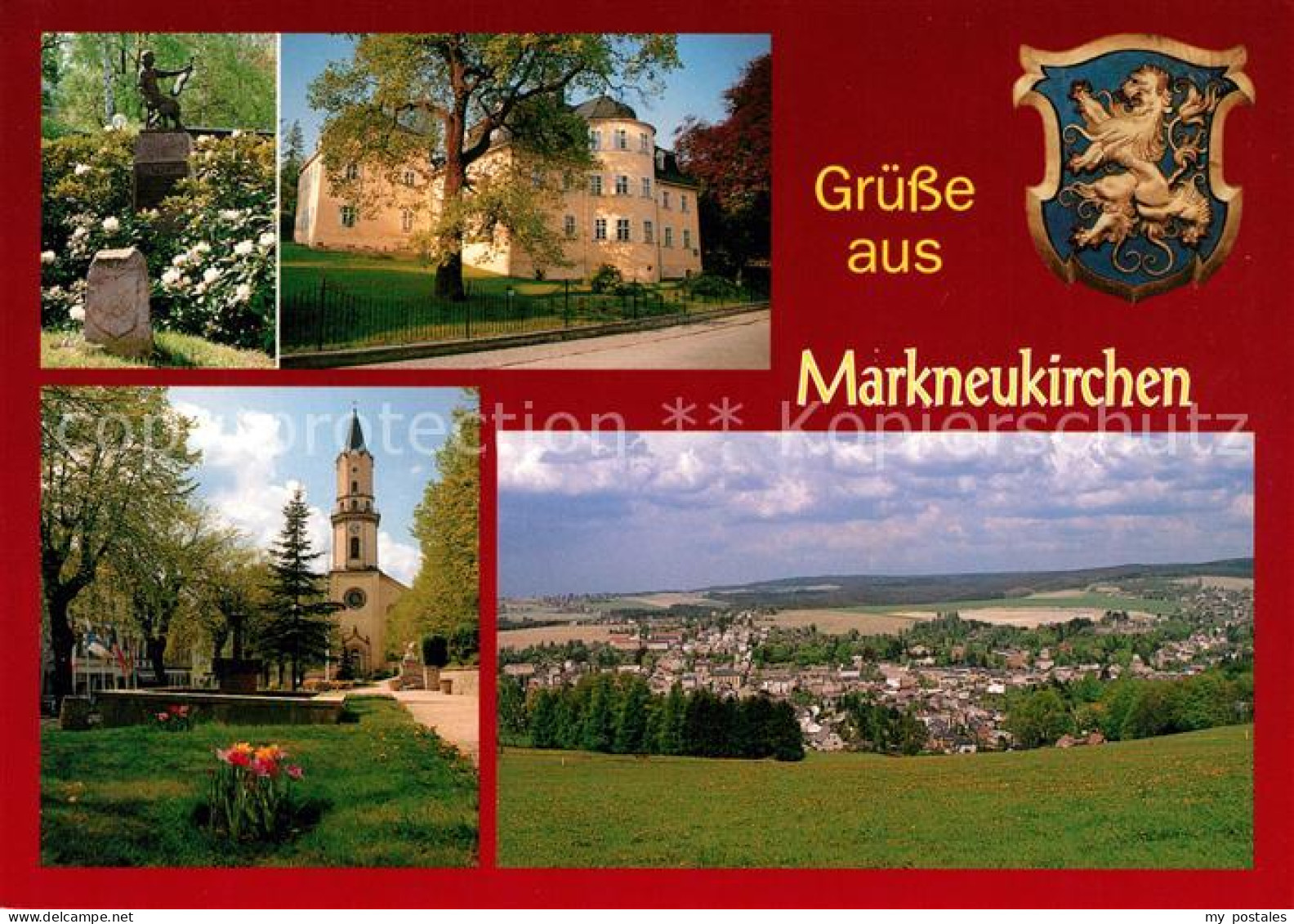 73269028 Markneukirchen Geigenmacherdenkmal Musikinstrumentenmuseum Kirche Wappe - Markneukirchen