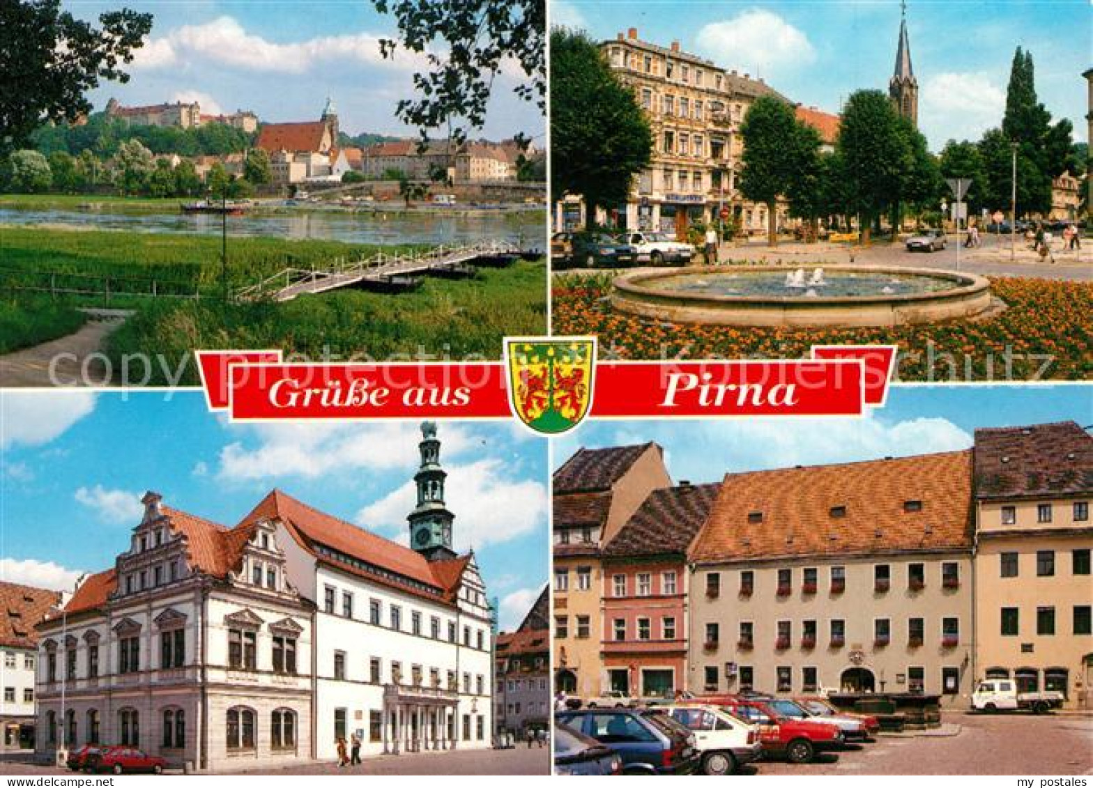 73268967 Pirna Partie An Der Elbe Marktplatz Springbrunnen Innenstadt Pirna - Pirna