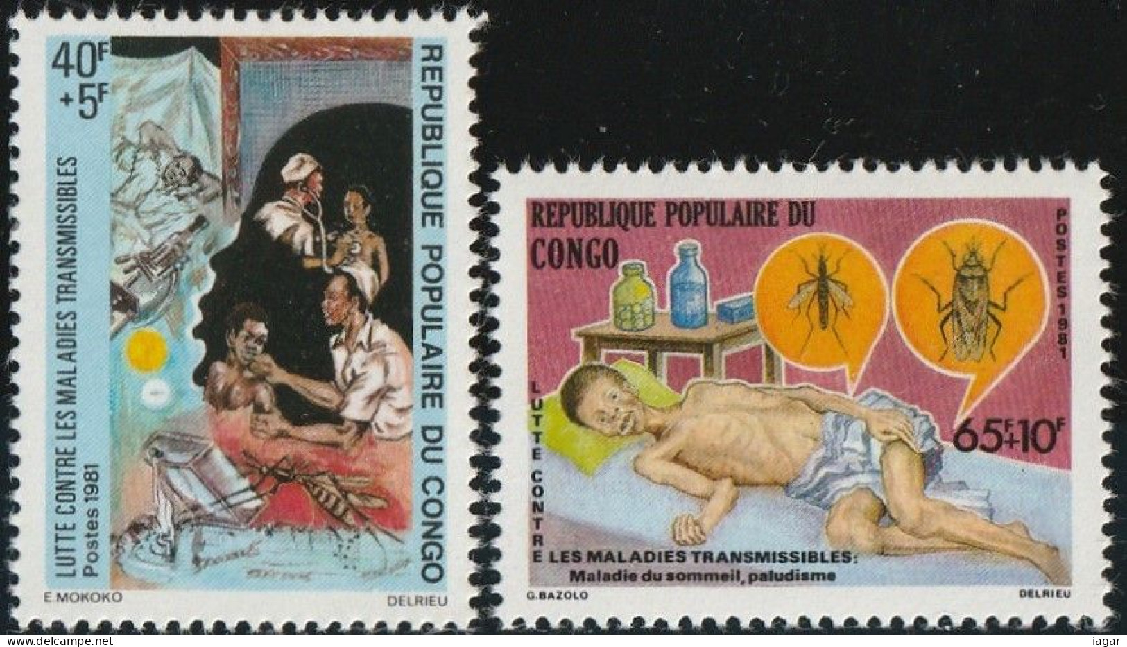 THEMATIC HEALTH:  FIGHT AGAINST COMMUNICABLE DISEASES   2v   -   CONGO - Krankheiten