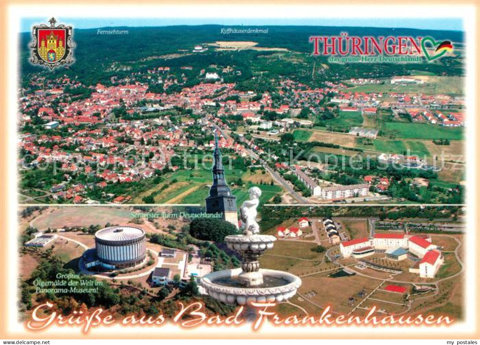 73268955 Bad Frankenhausen Panoramamuseum Schiefster Turm Deutschlands Brunnen F - Bad Frankenhausen