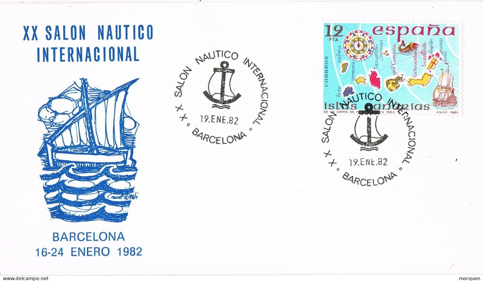 55024. Tarjeta BARCELONA 1982. XX Salon Nautico Internacional, Ship, Barco - Covers & Documents