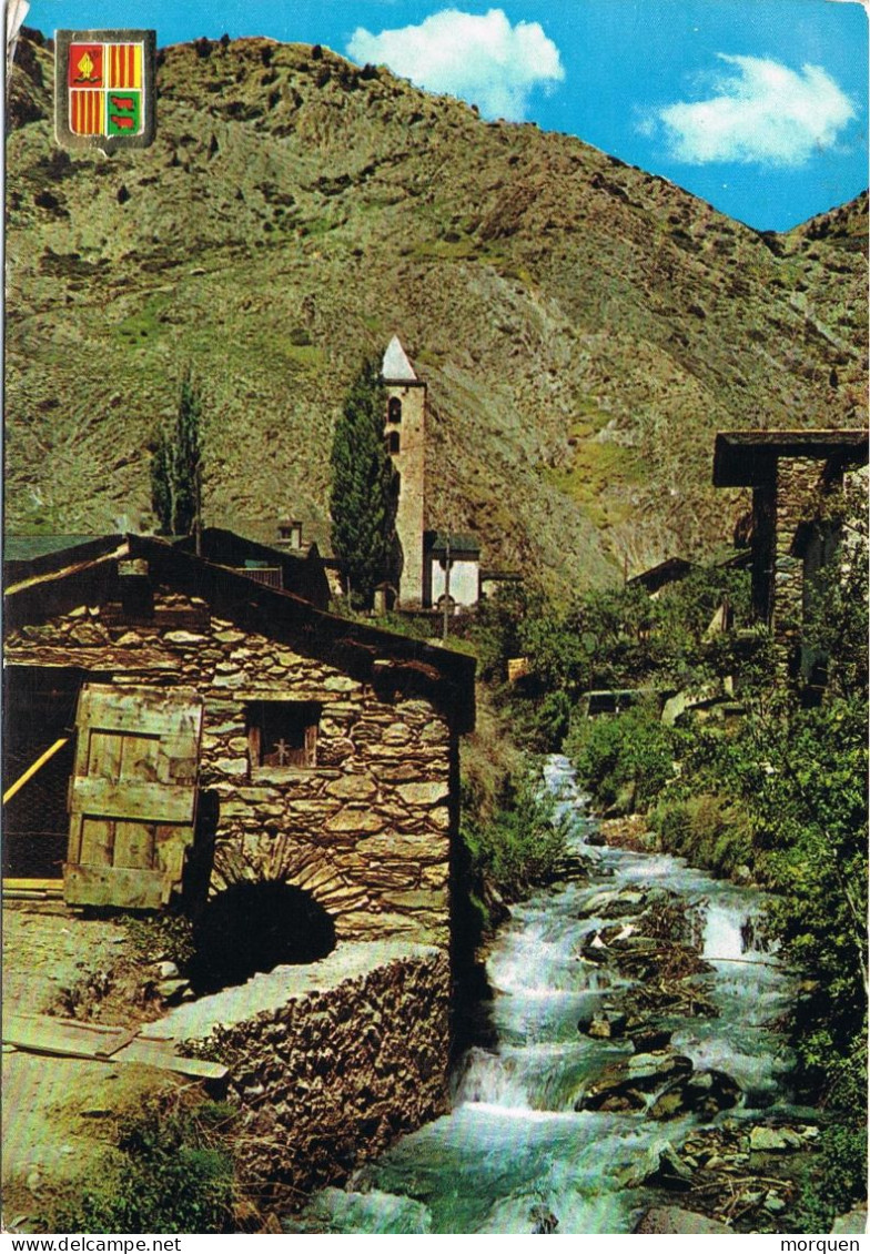 55025. Postal ANDORRA La Vieja (Anbdorra Española) 19865. Vista De CANILLO Y Molí Vell - Brieven En Documenten