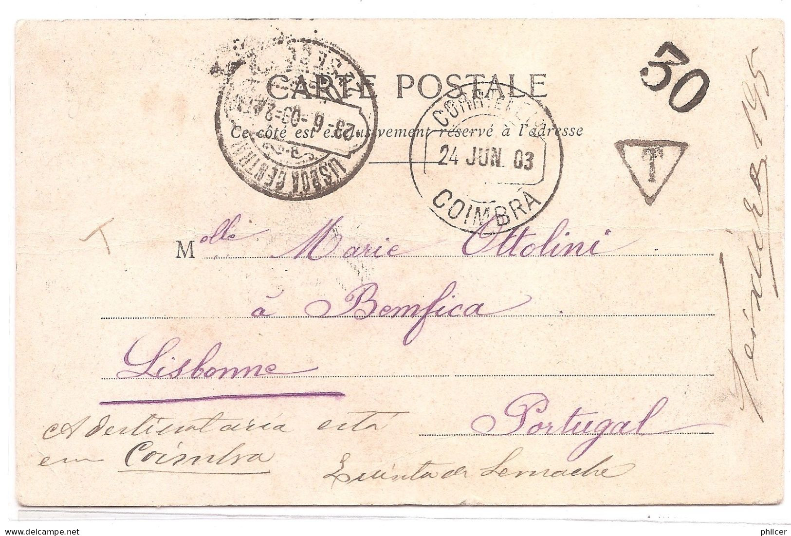 Portugal, 1903, Para Lisboa - Brieven En Documenten