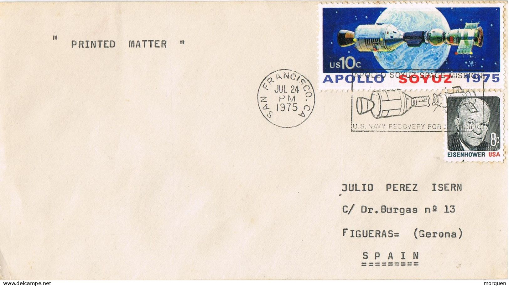 55026. Carta Impresos SAN FRANCISCO (Ca) USA 1975. SPACE, Soyuz, Apollo - Brieven En Documenten