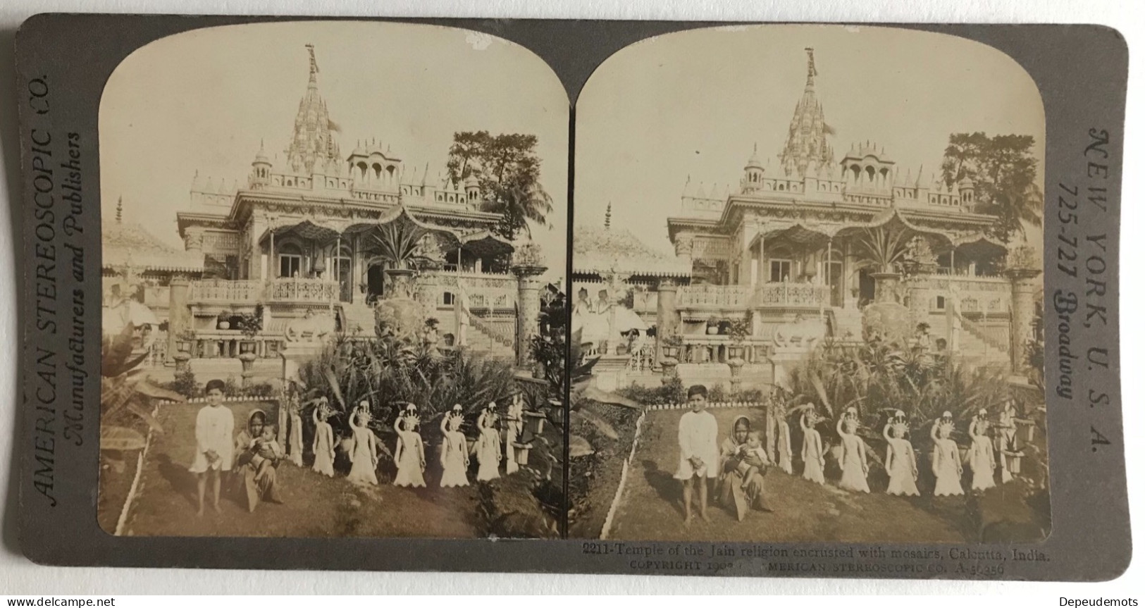 Photo Ancienne - Vue Stéréoscopique - Stéréo - Temple De La Religion De Jain à Calcutta -  INDE - Snapshot - Stereoscoop