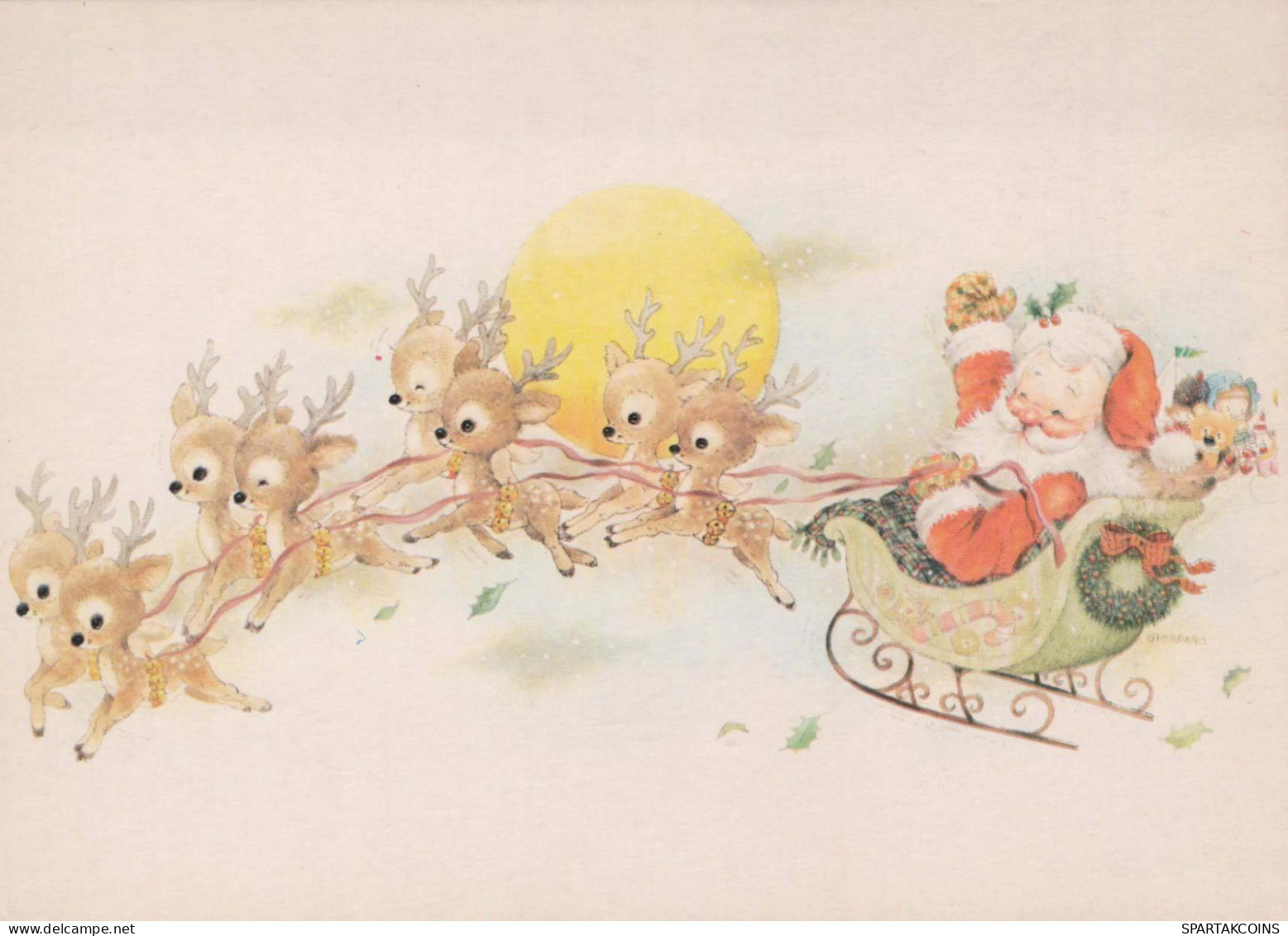 WEIHNACHTSMANN SANTA CLAUS Neujahr Weihnachten HIRSCH Vintage Ansichtskarte Postkarte CPSM #PBB223.DE - Santa Claus