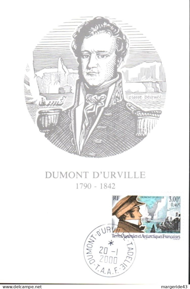 TAAF CARTE MAXIMUM 2000 DUMONT D'URVILLE - Covers & Documents