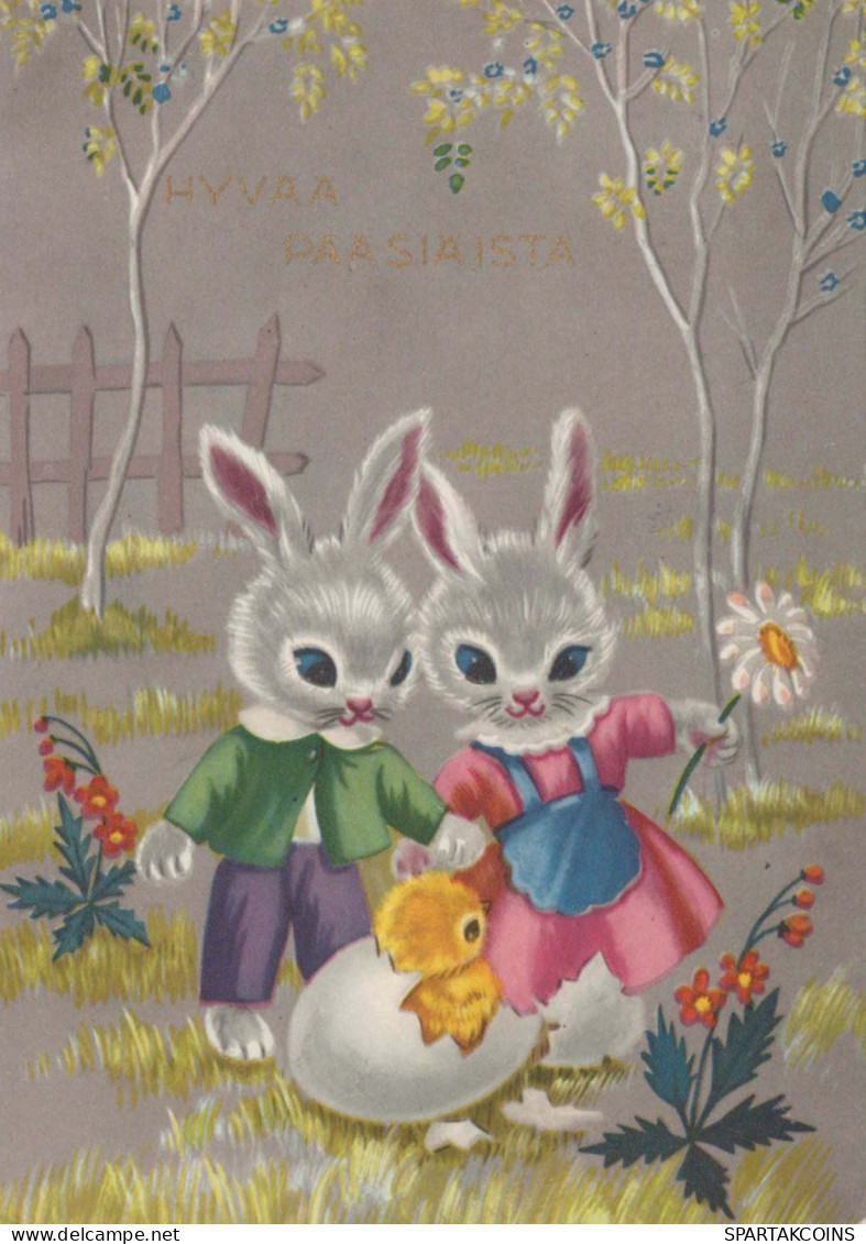 PASCUA CONEJO HUEVO Vintage Tarjeta Postal CPSM #PBO511.ES - Pasqua