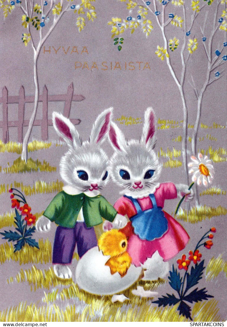 PASCUA CONEJO HUEVO Vintage Tarjeta Postal CPSM #PBO511.ES - Pasqua