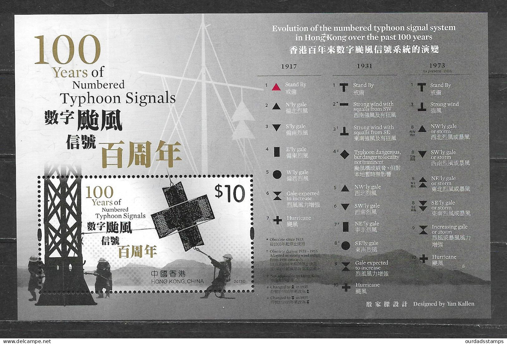 Hong Kong, 2017 Typhoon Signals, Mini Sheetlet MNH (H551) - Nuovi
