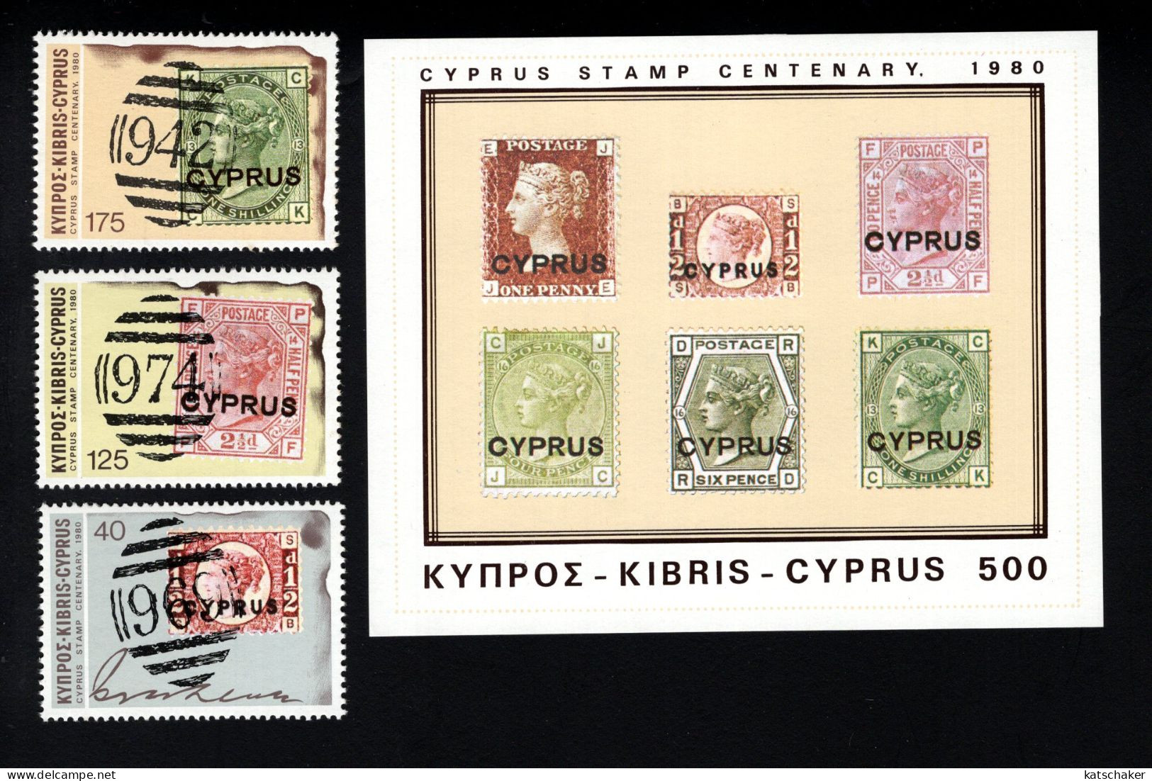 2024732636 1980 SCOTT 529 532  (XX) POSTFRIS MINT NEVER HINGED - CYPRUS STAMP CENTENARY - Nuovi