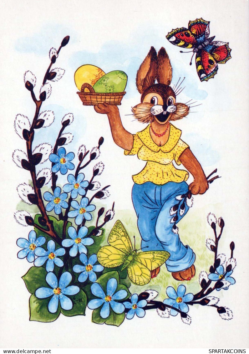 PÂQUES LAPIN ŒUF Vintage Carte Postale CPSM #PBO448.FR - Easter