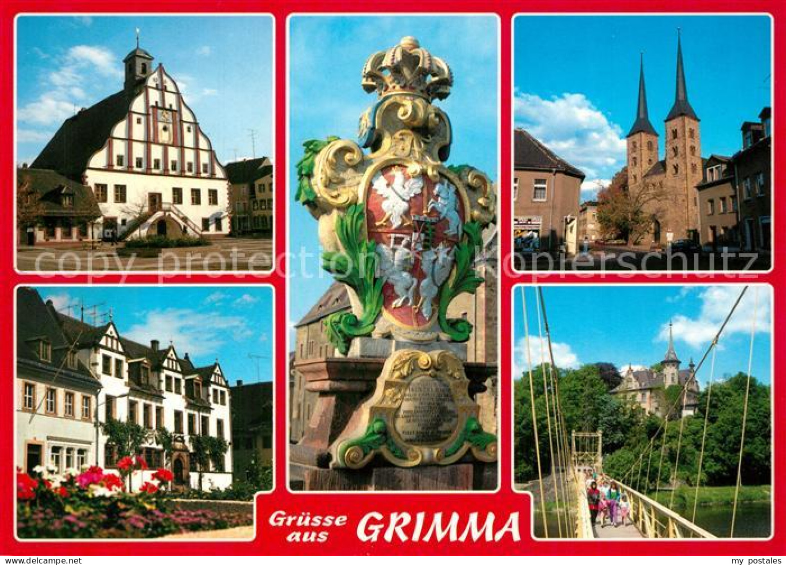 73268246 Grimma Rathaus Frauenkirche Wappenplastik Muldenbruecke Buergerhaus Am  - Grimma