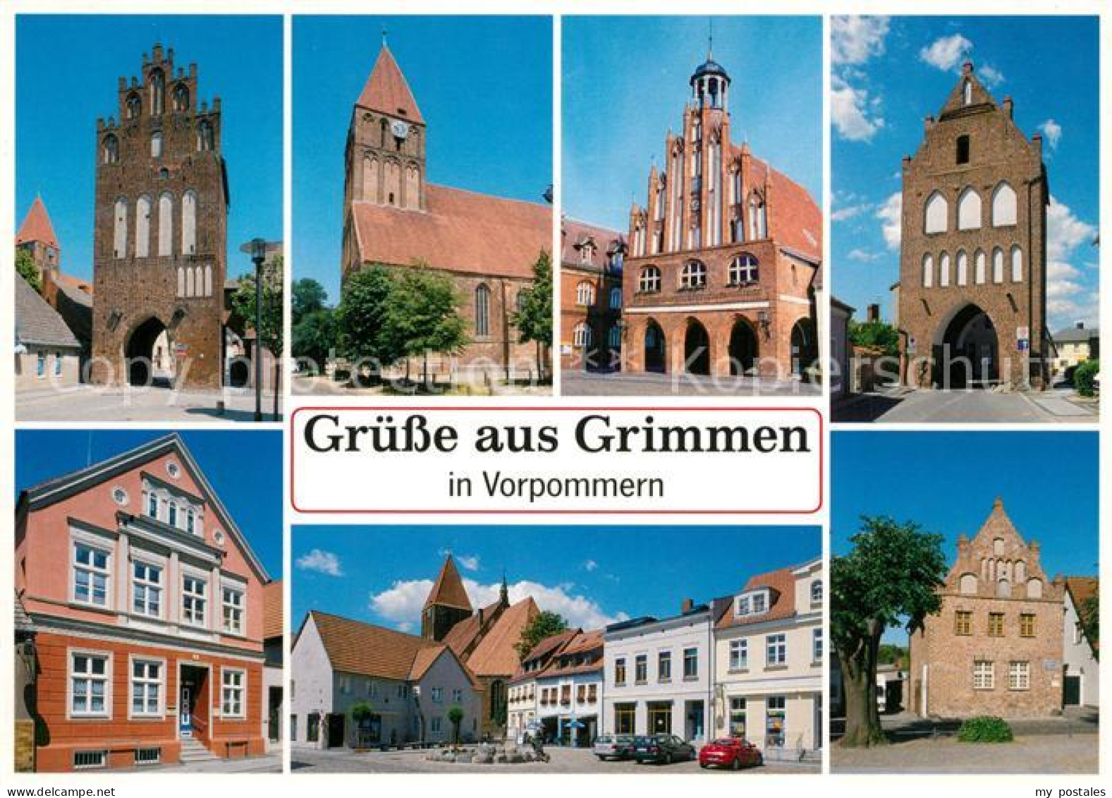 73268245 Grimmen Muehlentor Kirche Rathaus Greifswalder Tor Muehlenstrasse Markt - Grimmen