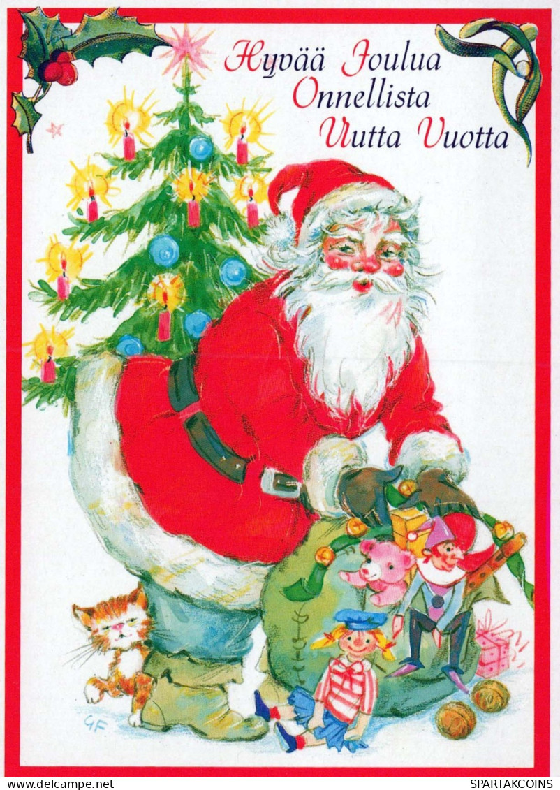 BABBO NATALE Buon Anno Natale Vintage Cartolina CPSM #PBL336.IT - Santa Claus